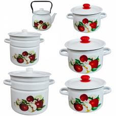 RAKI AROMATNAI Set 5 oale emailate 3L, 7L, 5,5L, 9L, 12L cu ceainic emailat 2L