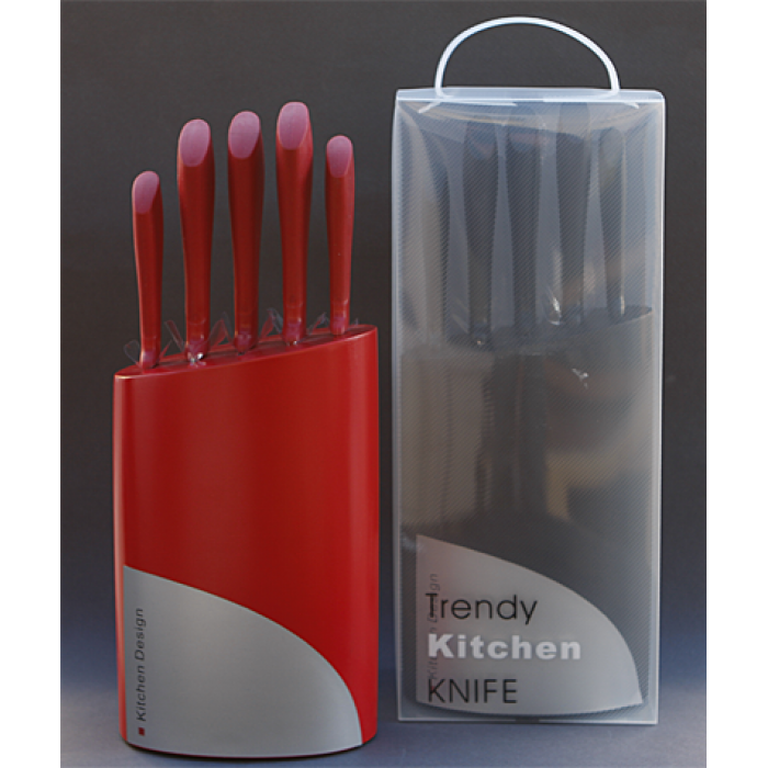 Set cutite bucatarie cu suport, culoare rosie BH830959C