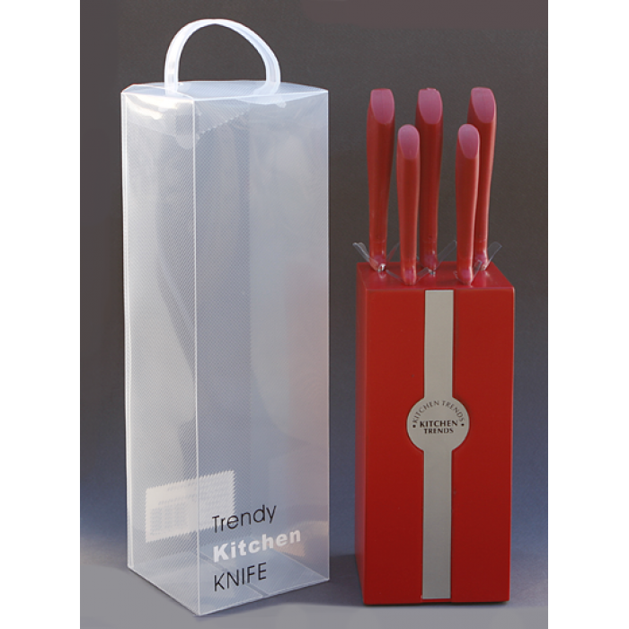 Set cutite bucatarie cu suport, culoare rosie BH930965