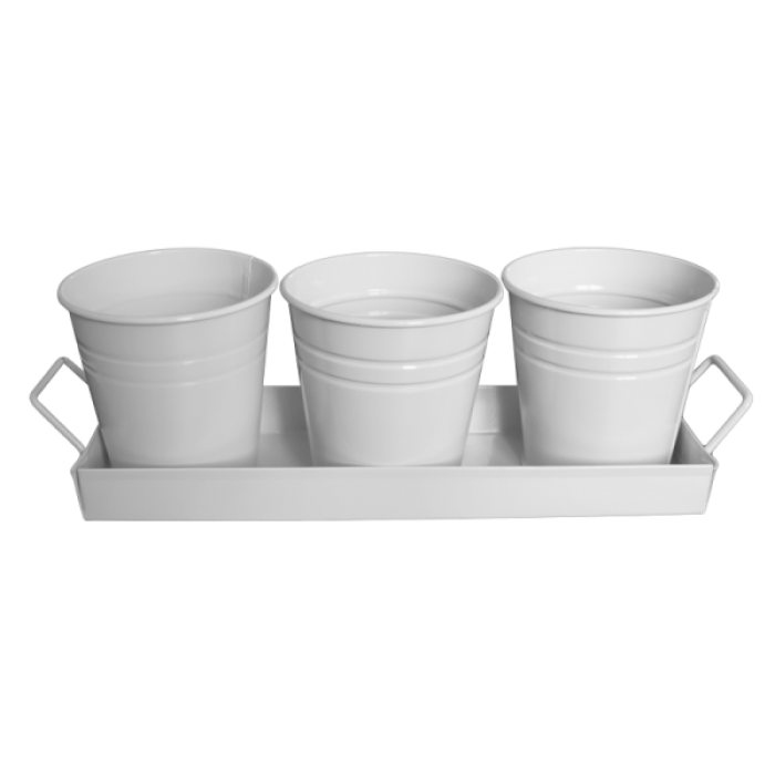 Set 3 galetuse cu suport servire cartofi prajiti, FERONYA, alb