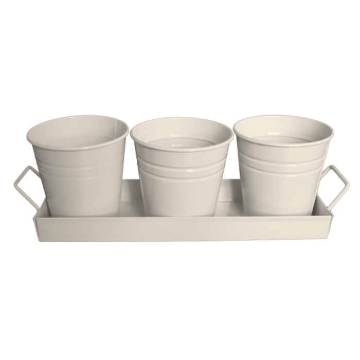 Set 3 galetuse cu suport servire cartofi prajiti, FERONYA, bej