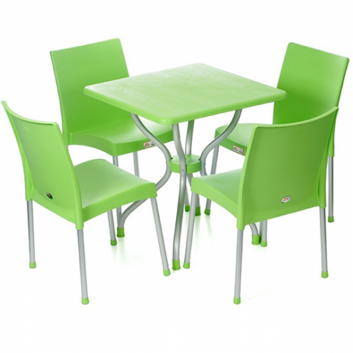 Set gradina,bistro,cafenea RAKI ALFA masa 70x70 4 scune ASOS culoare verde B005028