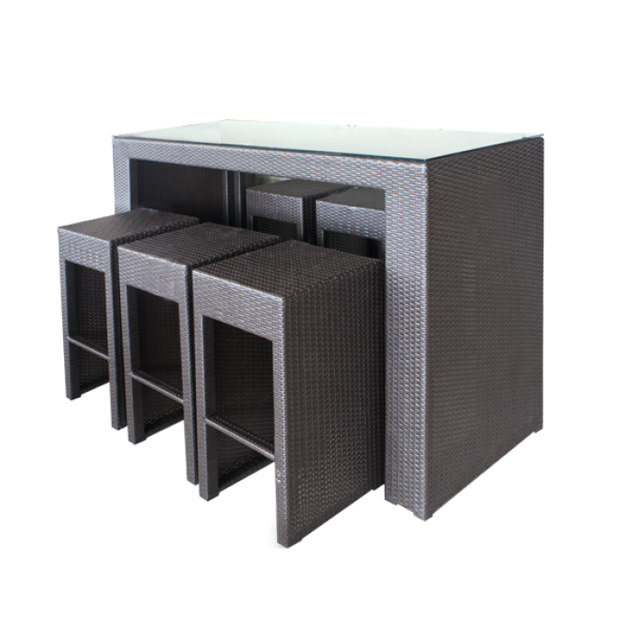 Set mobilier terasa, bar 7 piese din ratan culoare cafea