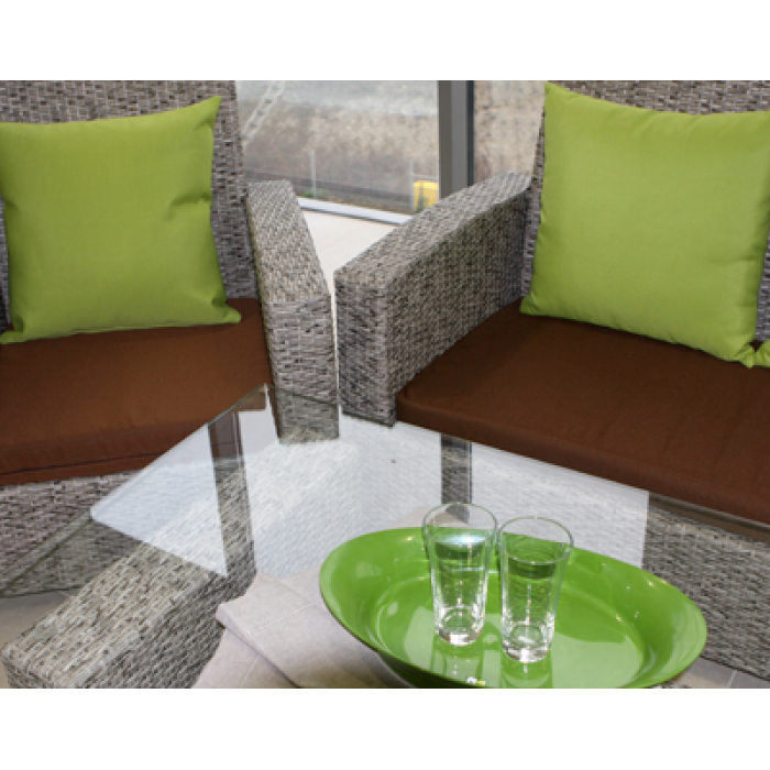 Set mobilier gradina,terasa KALINA NICE din ratan 4 piese masa , canapea , 2 fotolii,culoare gri