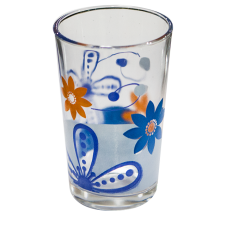 Set pahare 6 buc cu decor flori albastre, bauturi racoritoare