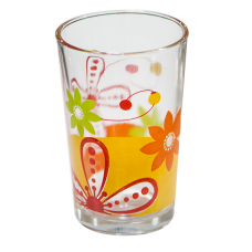 Set pahare 6 buc cu decor flori orange, bauturi racoritoare