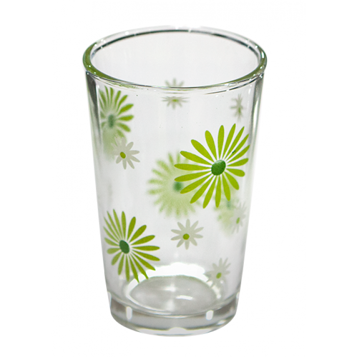 Set pahare 6 buc cu decor flori verzi, bauturi racoritoare