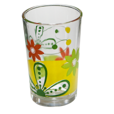 Set pahare 6 buc cu decor flori verzi, bauturi racoritoare
