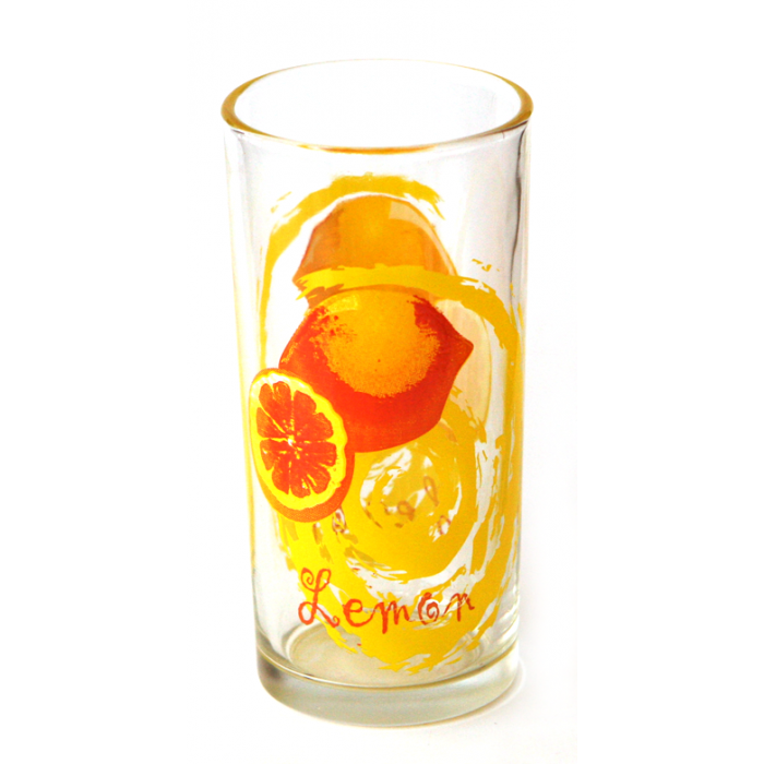 Set pahare 6 buc cu decor LEMON ,bauturi racoritoare
