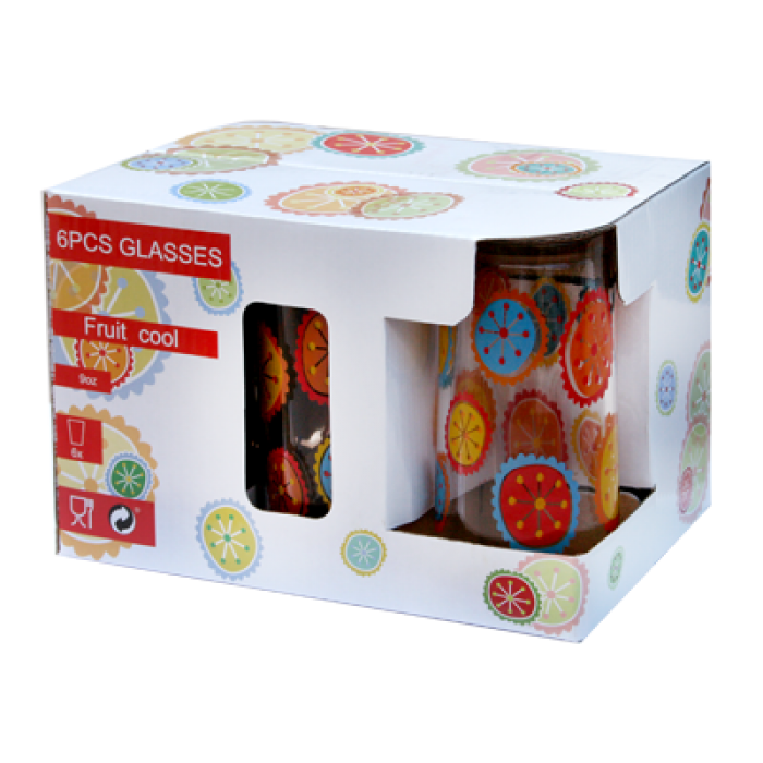 Set pahare 6 buc cu décor MN011106 bauturi racoritoare