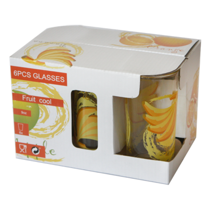 Set pahare 6 buc cu décor ORANGE MN011104 bauturi racoritoare
