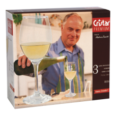 Set pahare pentru vin alb 3 buc 220cc CRISTAR PREMIUM MN011227