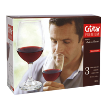 Set pahare pentru vin rosu 3 buc 615cc CRISTAR PREMIUM MN011226