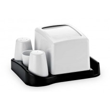 Set suport servetele masa cu solnita si pipernita, RAKI, 20x19xh12cm