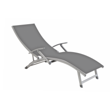 Sezlong cu brate RAKI VARZAS cadru aluminiu 170x52cm culoare gri