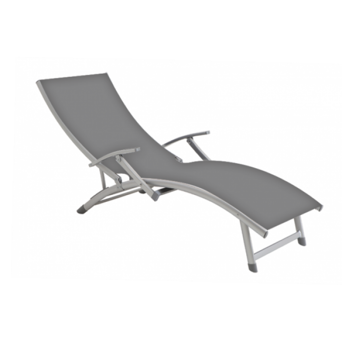 Sezlong cu brate RAKI VARZAS cadru aluminiu 170x52cm culoare gri