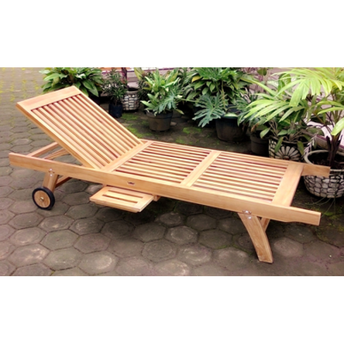 Sezlong lemn cu suport lateral 200x65xh35cm
