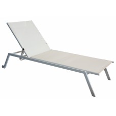 Sezlong metalic cu roti RAKI 197,5x70xh34,5cm reglabil 4 pozitii bej