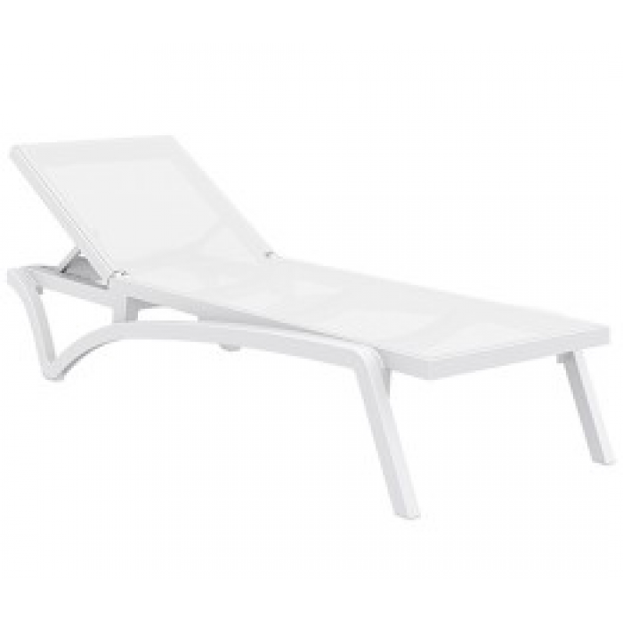 Sezlong RAKI PACIFIC cadru polipropilena cu fibra de sticla, stofa mesh inlocuibila, 193х68хh35cm, alb