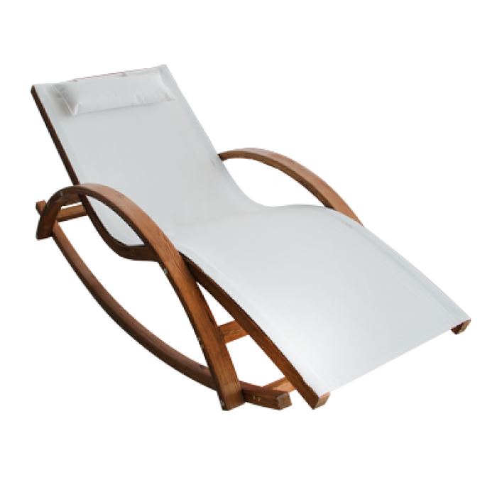 Sezlong balansoar lemn, textil cu perna pentru cap 172x72xh70cm
