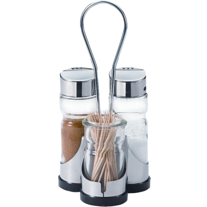 Solnita, pipernita si scobitori cu suport inox MN010650