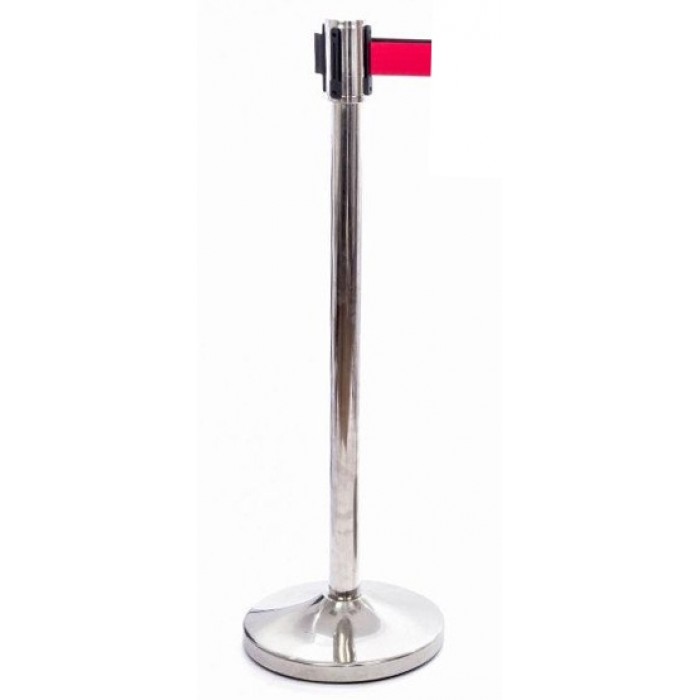 Stalp delimitare si directionare RAKI h90cm cu banda retractabila de 190cm, crom