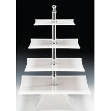 Stand prezentare policarbonat RAKI, 35x35xh50cm, cu patru niveluri 20x20cm/25x25cm/30x30cm/35x35cm, alb