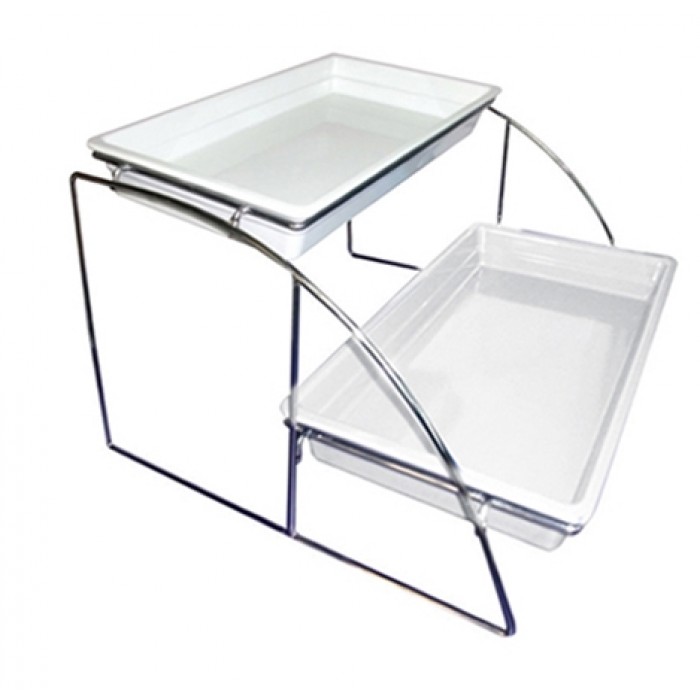 Suport expunere cu 2 niveluri ILSA, inox, 56,5x52,5xh32,5cm, pentru 2 tavi gastronorm 1/1 (E900911SS00)