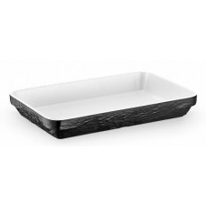 Platou servire adanc melamina RAKI OLIE, 36,5x24xh5,2cm, dreptunghiular BICOLOR negru