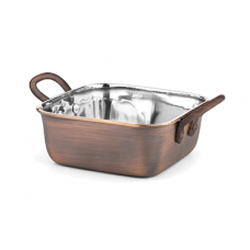 Tava cuptor servire CULINARO ANTIQUE, 13,7x13,7xh5,2cm, 800ml, inox cu strat cupru