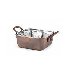 Tava servire CULINARO ANTIQUE, 11,5x11,5xh4,7cm, 400ml, inox cu strat cupru