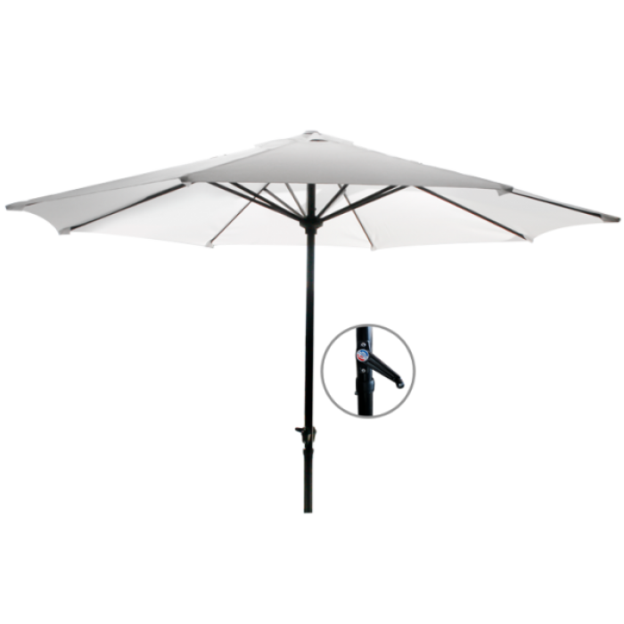 Umbrela soare 250cm culoare alba cu mecanizm rabatare