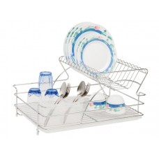 Uscator pentru tacamuri si farfurii 2 etaj crom CHROME LUX 48x37x25cm MN014575