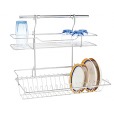 Uscator pentru tacamuri si farfurii 2 etaj crom PRESTIGE 48x37x25cm MN0145102