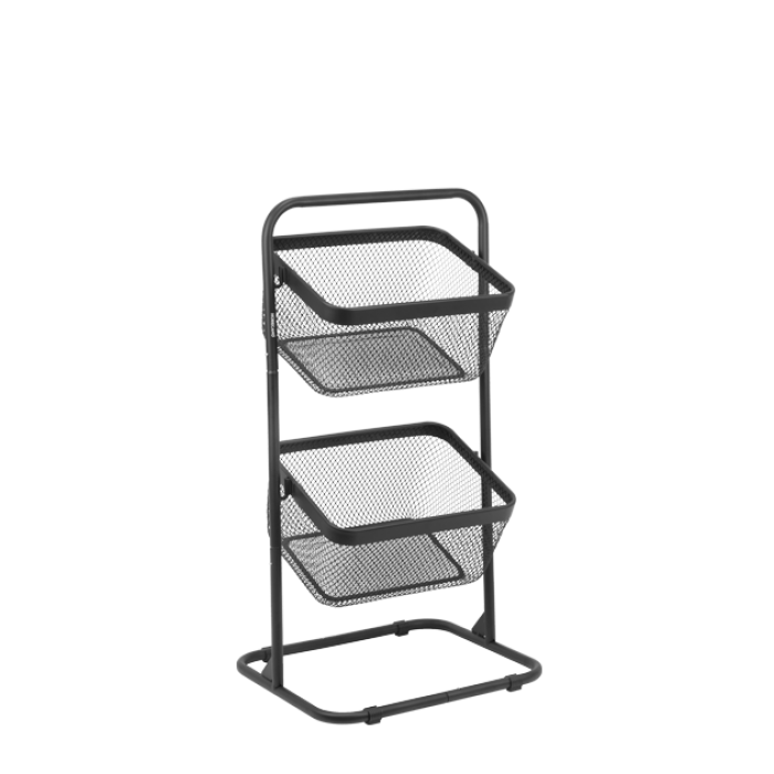 Raft cu 2 cosuri bufet pentru legume si fructe 37,5x32xh69cm,negru mat