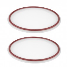 Set 2 capace din silicon 12cm pentru borcan Crock,alb/rosu