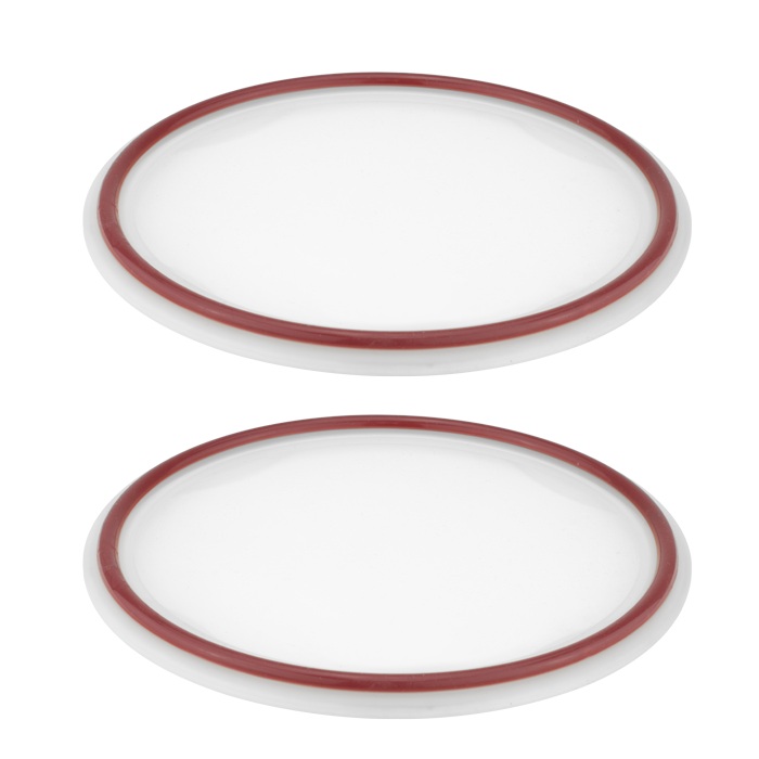 Set 2 capace din silicon 12cm pentru borcan Crock,alb/rosu