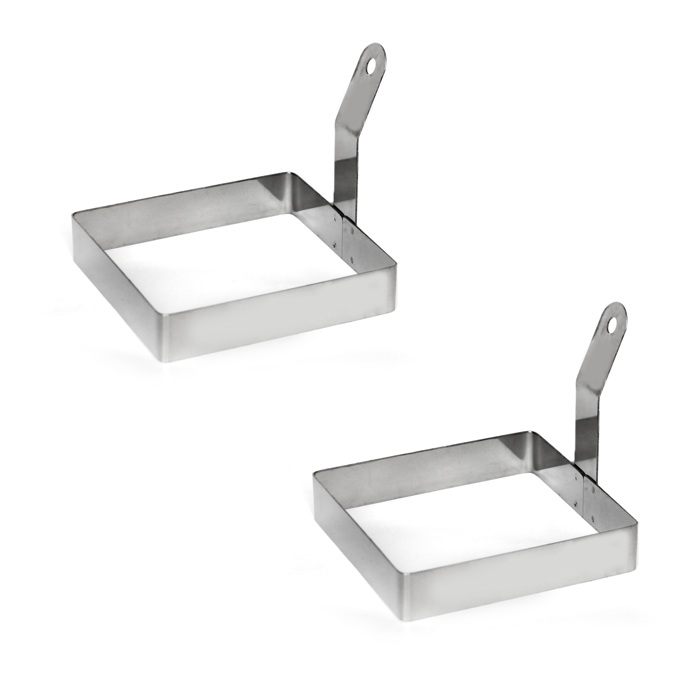 Set 2 forme inox patrate RAKI pentru prajit ochiuri de oua 12x12cm
