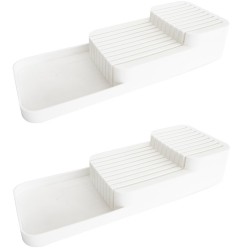 Set 2 organizatoare de cutite cu 2 nivele 39x14xh7cm,alb...