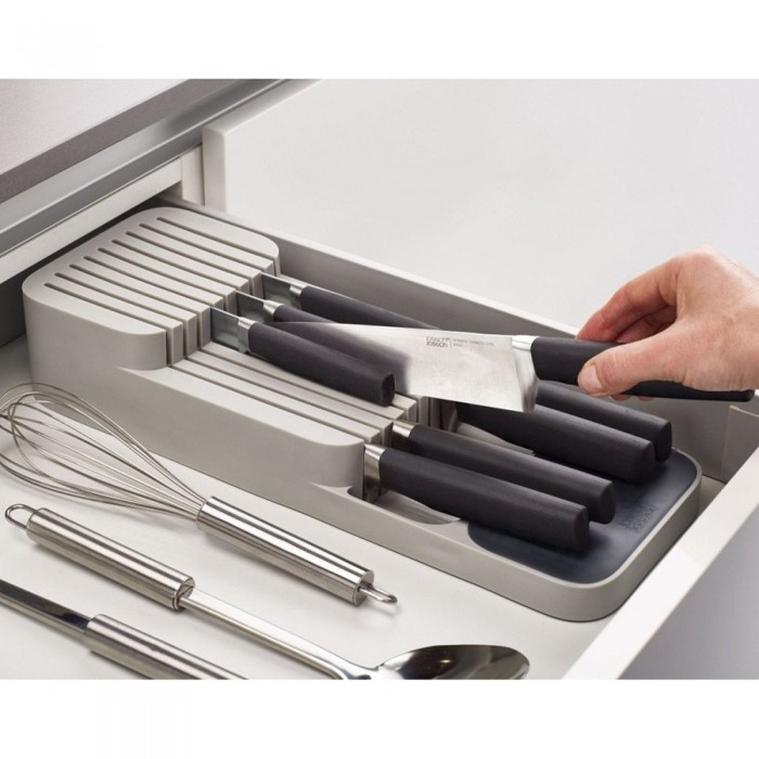 Set 2 organizatoare de cutite cu 2 nivele 39x14xh7cm,antracit