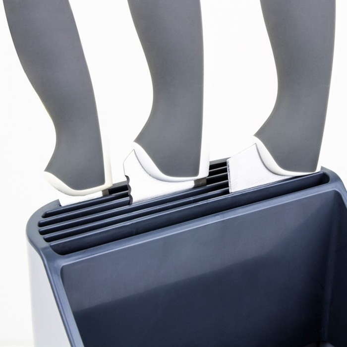 Set 2 organizatoare tacamuri si cutite 13x13xh23cm,gri/antracit
