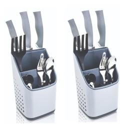 Set 2 organizatoare tacamuri si cutite 13x13xh23cm,gri/antracit...