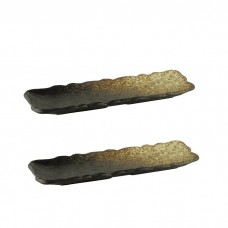 Set 2 platouri ceramice dreptunghiulare Culinaro Ember 31,5x11,2xh2,7cm