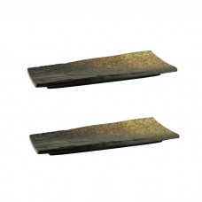 Set 2 platouri ceramice dreptunghiulare Culinaro Ember 36x15,5xh3cm