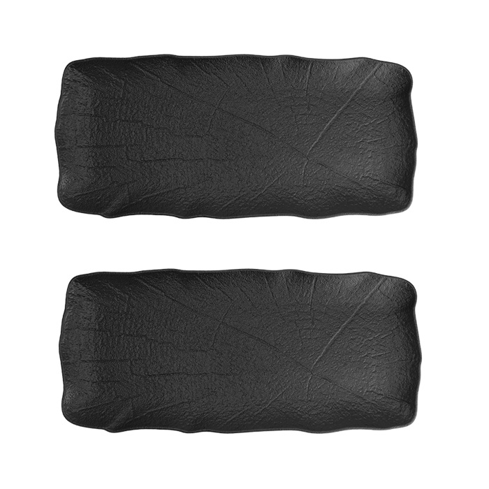 Set 2 platouri dreptunghiulare din portelan Culinaro Willow Black 34x15cm