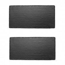 Set 2 platouri melamina dreptunghiular Black Slate Effect 16,2x32,5xh1cm