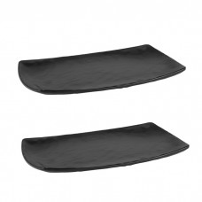 Set 2 platouri melamina dreptunghiular Carre Matt Black 23,5x37xh2,8cm