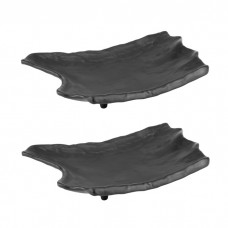 Set 2 platouri melamina dreptunghiular Culinaro 18x27xh5cm,negru