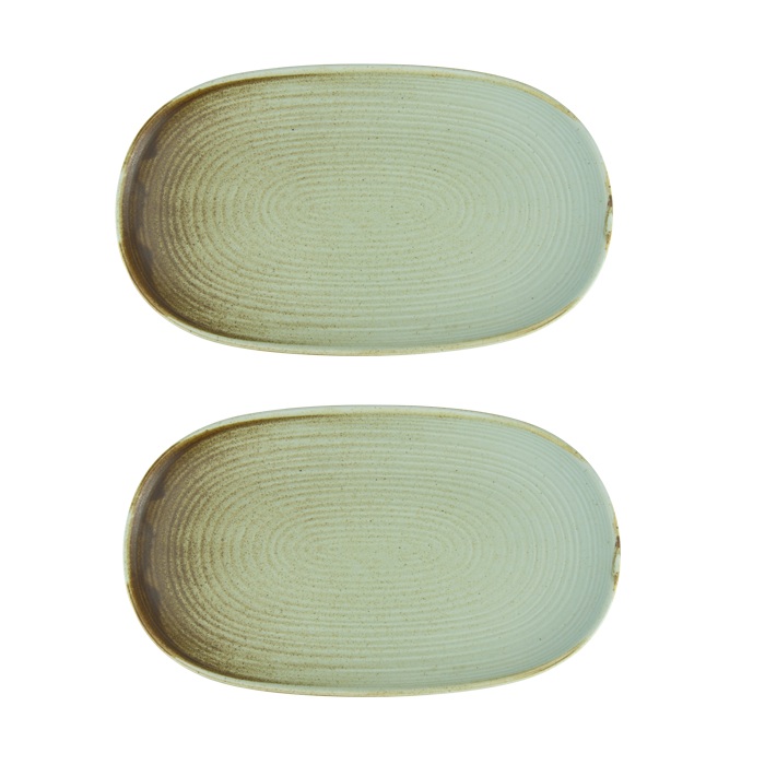 Set 2 platouri ovale din portelan RIVER 35x21cm