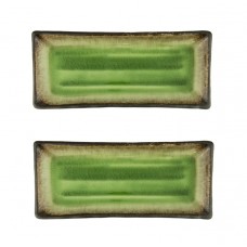 Set 2 platouri portelan dreptunghiulara Culinaro Gio Emerald 29x12,5x3,3cm